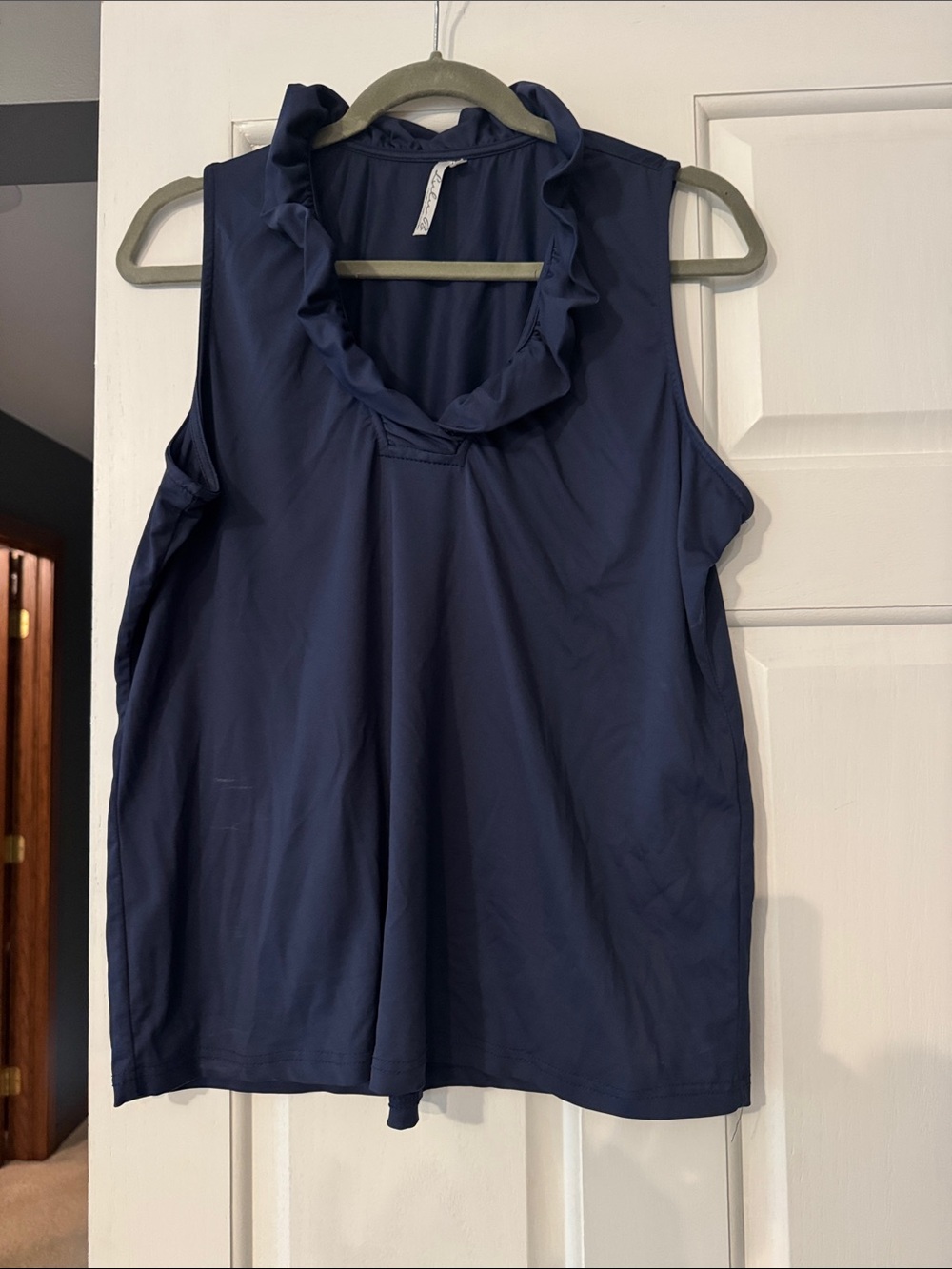 Lulu-B Navy Ruffle sleeveless Top